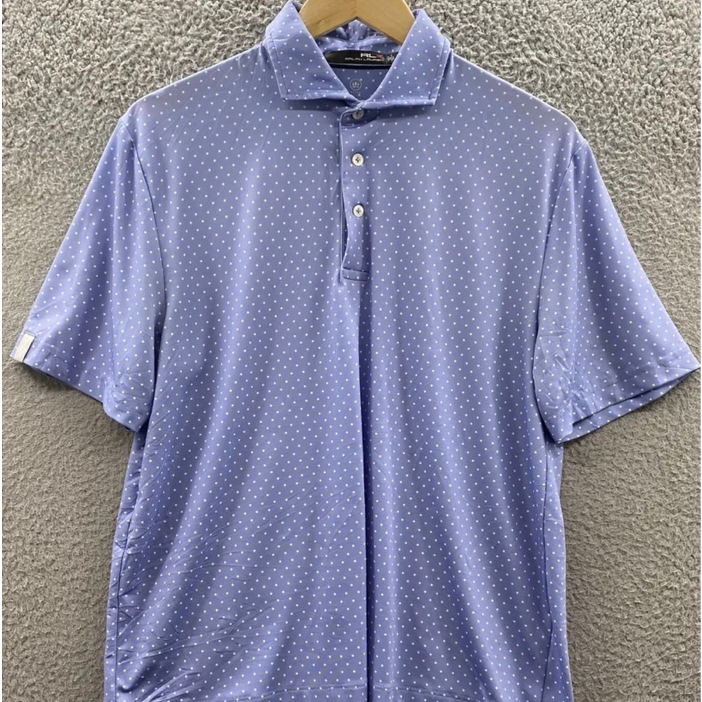 RLX Ralph Lauren Polo Adult Small Blue White Polkadot Shirt Golf Men